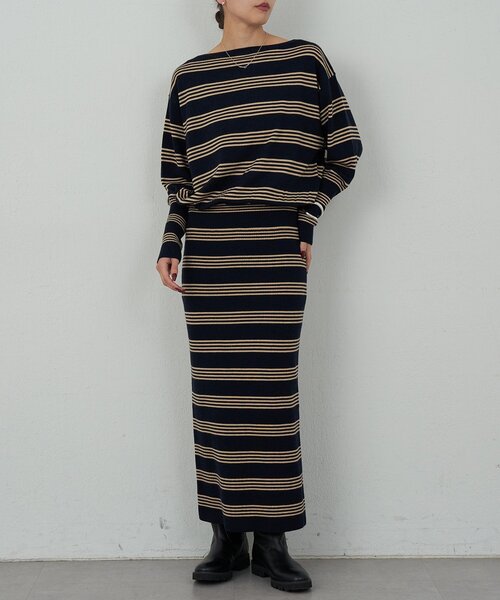 GALLARDAGALANTE(ガリャルダガランテ)の「【手洗い可】【HERITANOVUM】ボーダーニットワンピース(ワンピース・レディース・ボルドー/ネイビー・FREE)」の21枚目の写真