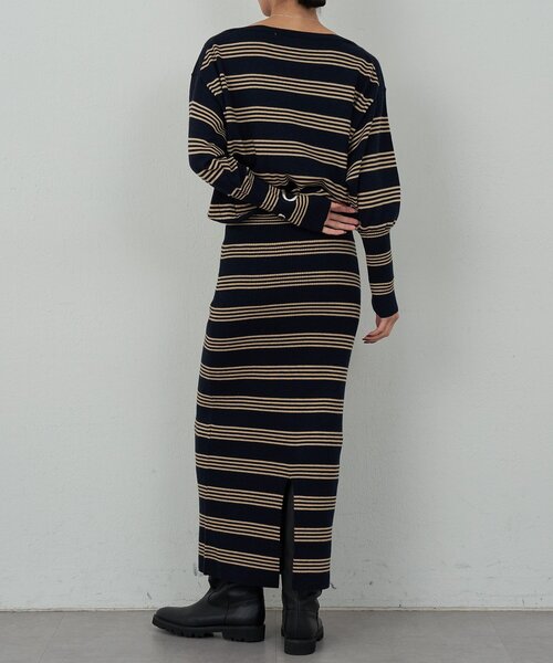 GALLARDAGALANTE(ガリャルダガランテ)の「【手洗い可】【HERITANOVUM】ボーダーニットワンピース(ワンピース・レディース・ボルドー/ネイビー・FREE)」の12枚目の写真