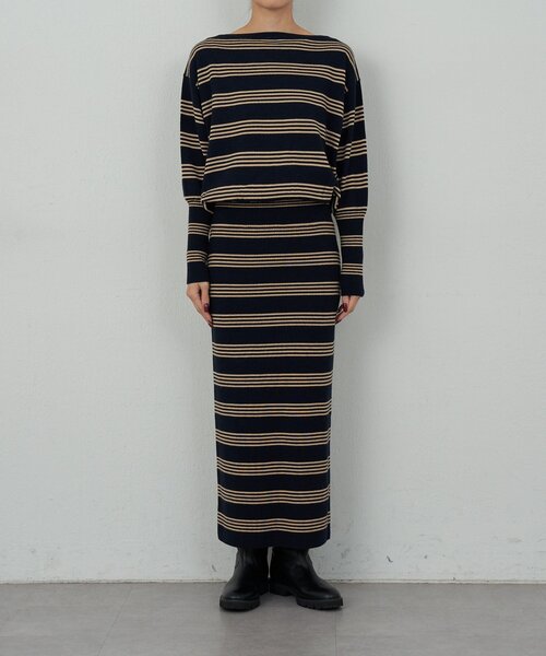 GALLARDAGALANTE(ガリャルダガランテ)の「【手洗い可】【HERITANOVUM】ボーダーニットワンピース(ワンピース・レディース・ボルドー/ネイビー・FREE)」の13枚目の写真