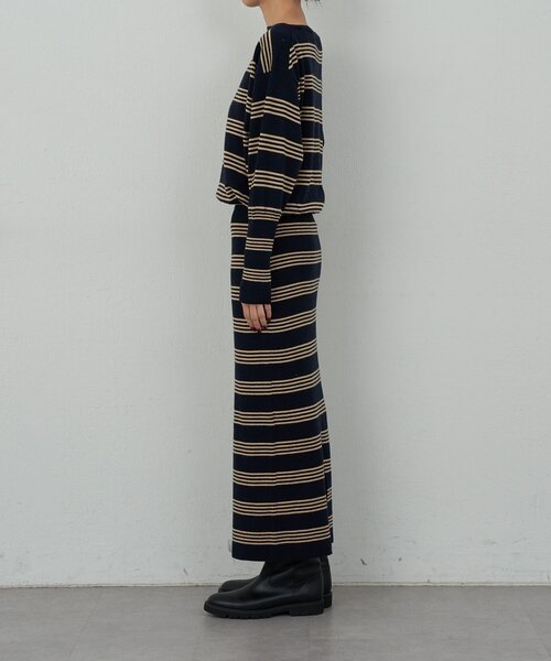 GALLARDAGALANTE(ガリャルダガランテ)の「【手洗い可】【HERITANOVUM】ボーダーニットワンピース(ワンピース・レディース・ボルドー/ネイビー・FREE)」の14枚目の写真