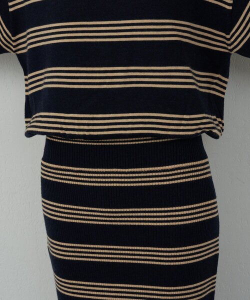 GALLARDAGALANTE(ガリャルダガランテ)の「【手洗い可】【HERITANOVUM】ボーダーニットワンピース(ワンピース・レディース・ボルドー/ネイビー・FREE)」の7枚目の写真