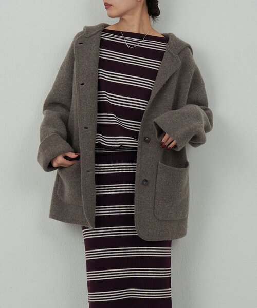 GALLARDAGALANTE(ガリャルダガランテ)の「【手洗い可】【HERITANOVUM】ボーダーニットワンピース(ワンピース・レディース・ボルドー/ネイビー・FREE)」の11枚目の写真