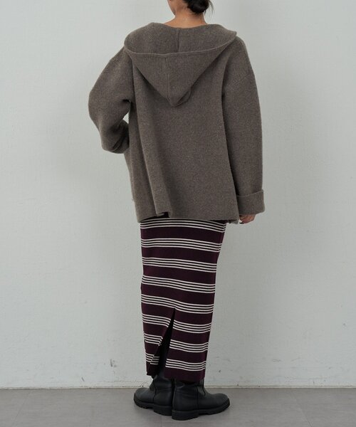 GALLARDAGALANTE(ガリャルダガランテ)の「【手洗い可】【HERITANOVUM】ボーダーニットワンピース(ワンピース・レディース・ボルドー/ネイビー・FREE)」の5枚目の写真