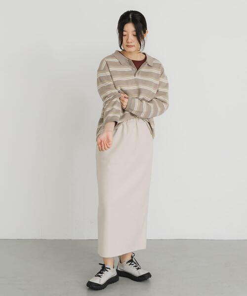 EKAL(エカル)の「ジャガードボーダーポロニット(ニット/セーター・レディース・ブラウン/ベージュ/ブラック・ONE)」の9枚目の写真