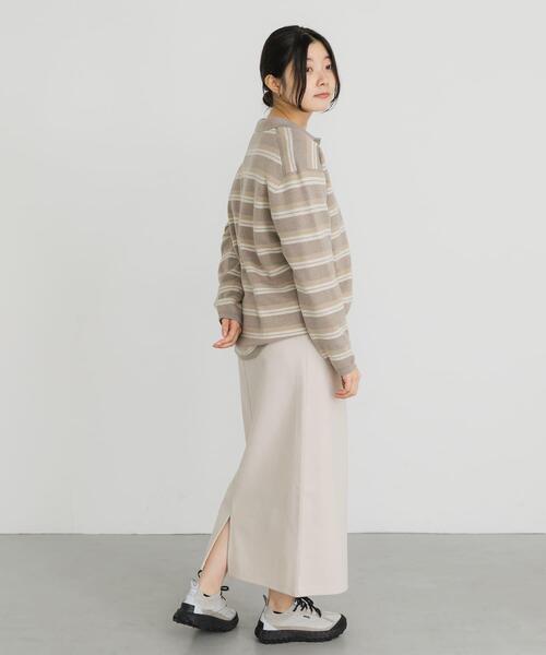 EKAL(エカル)の「ジャガードボーダーポロニット(ニット/セーター・レディース・ブラウン/ベージュ/ブラック・ONE)」の10枚目の写真