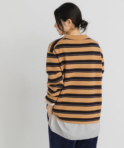 EKAL(エカル)の「ジャガードボーダーポロニット(ニット/セーター・レディース・ブラウン/ベージュ/ブラック・ONE)」の15枚目の写真