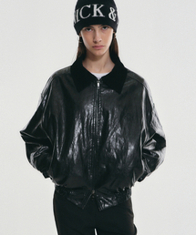 NICOLE OVER FIT LEATHER JUMPER_BLACK