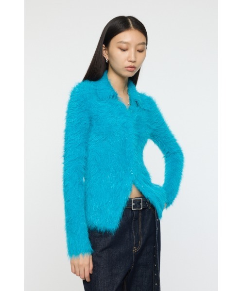 MOUSSY(マウジー)の「FEATHER LIKE KNIT シャツ(ニット/セーター・レディース・ダークネイビー/ライトベージュ/ブルー・1/2)」の7枚目の写真