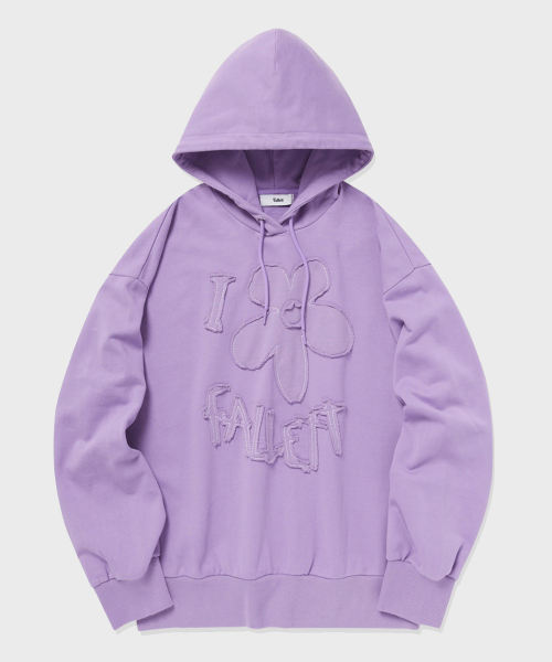 Flower Applique Hoodie Violet