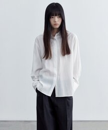 ウィメンズリラックスドサテンシャツ[ホワイト]