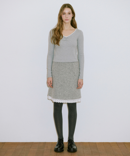 SINOON(シヌーン)の「Neck Lace T-Shirt (Melange Grey)(Tシャツ/カットソー・レディース・グレー・FREE)」の2枚目の写真