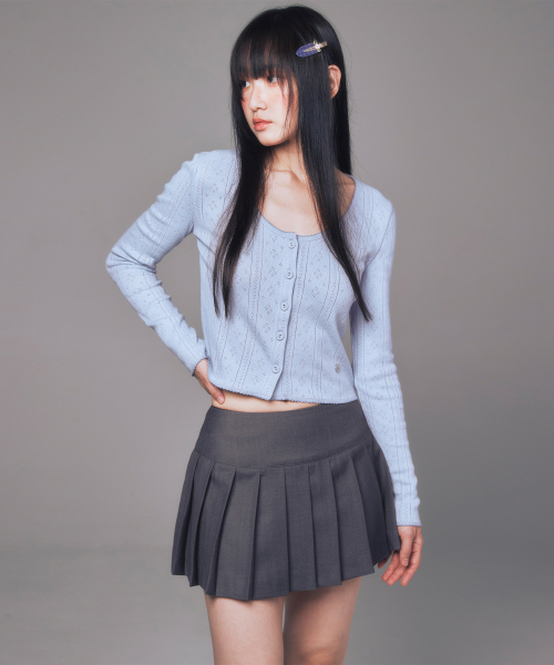 YOUHEE(ユヒ)の「EYELET CARDIGAN LIGHT BLUE(カーディガン/ボレロ・レディース・その他・SMALL/MEDIUM)」の1枚目の写真