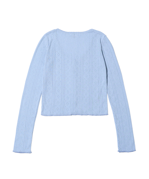 YOUHEE(ユヒ)の「EYELET CARDIGAN LIGHT BLUE(カーディガン/ボレロ・レディース・その他・SMALL/MEDIUM)」の3枚目の写真
