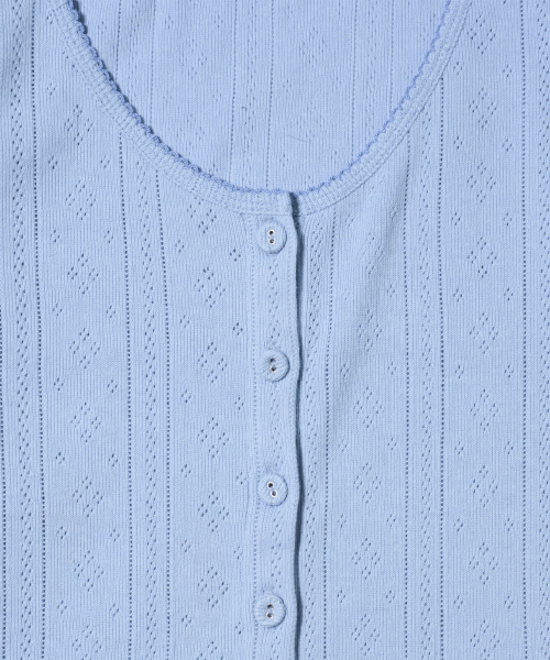 YOUHEE(ユヒ)の「EYELET CARDIGAN LIGHT BLUE(カーディガン/ボレロ・レディース・その他・SMALL/MEDIUM)」の6枚目の写真