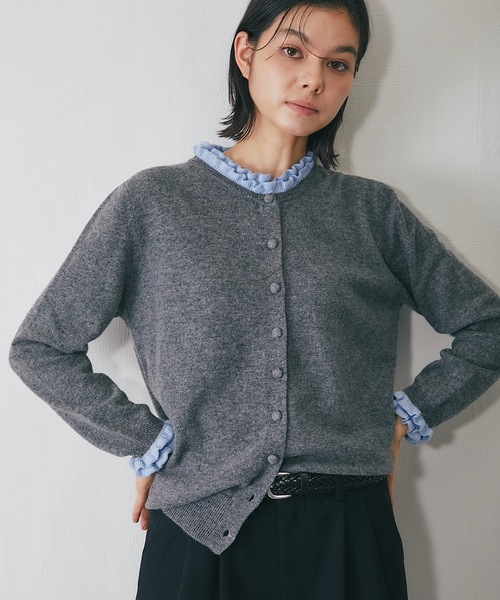 セール】ウール100％配色ニットカーディガン（カーディガン/ボレロ