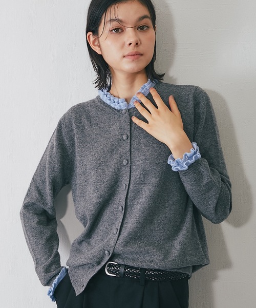 オブリ obli グレー ニットカーディガン パール付き オブリ obli グレー ニットカーディガン パール付き - メルカリ