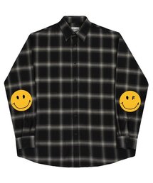 GRAVER（グレーバー）の「[UNISEX] Elbow Dot Smile Loose Fit Check Shirt_Black（シャツ/ブラウス）」