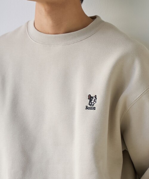 coen（コーエン）の「ドッグシシュウクルーネックスウェット【保温性】（スウェット・メンズ・ブラック/ライトグレー/ダークグリーン/ナチュラル・L/M/S/XL）」の3枚目の写真