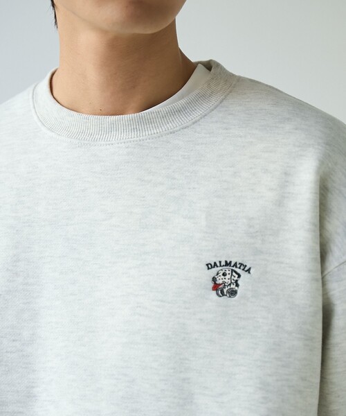 coen（コーエン）の「ドッグシシュウクルーネックスウェット【保温性】（スウェット・メンズ・ブラック/ライトグレー/ダークグリーン/ナチュラル・L/M/S/XL）」の2枚目の写真