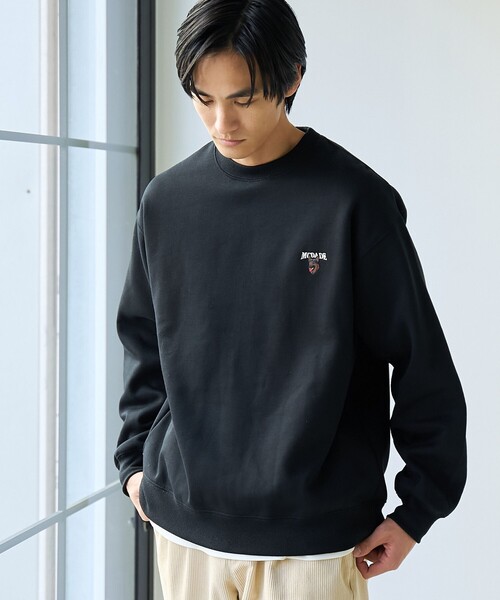 coen（コーエン）の「ドッグシシュウクルーネックスウェット【保温性】（スウェット・メンズ・ブラック/ライトグレー/ダークグリーン/ナチュラル・L/M/S/XL）」の5枚目の写真