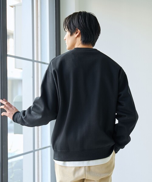 coen（コーエン）の「ドッグシシュウクルーネックスウェット【保温性】（スウェット・メンズ・ブラック/ライトグレー/ダークグリーン/ナチュラル・L/M/S/XL）」の8枚目の写真