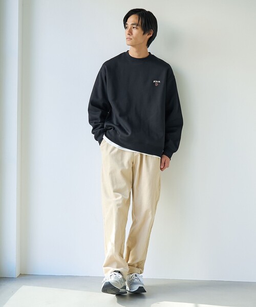 coen（コーエン）の「ドッグシシュウクルーネックスウェット【保温性】（スウェット・メンズ・ブラック/ライトグレー/ダークグリーン/ナチュラル・L/M/S/XL）」の9枚目の写真