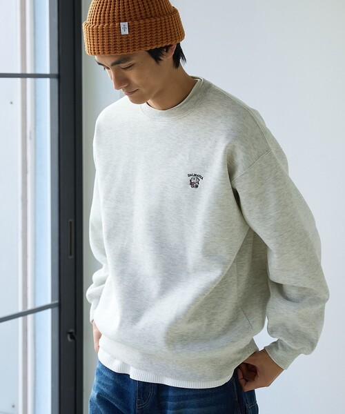 coen（コーエン）の「ドッグシシュウクルーネックスウェット【保温性】（スウェット・メンズ・ブラック/ライトグレー/ダークグリーン/ナチュラル・L/M/S/XL）」の13枚目の写真