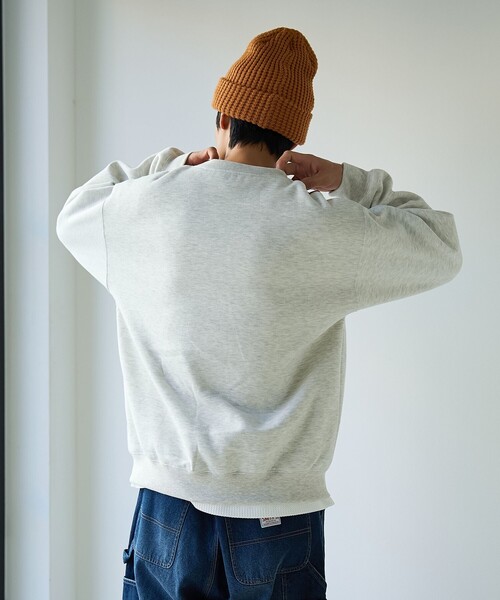 coen（コーエン）の「ドッグシシュウクルーネックスウェット【保温性】（スウェット・メンズ・ブラック/ライトグレー/ダークグリーン/ナチュラル・L/M/S/XL）」の16枚目の写真