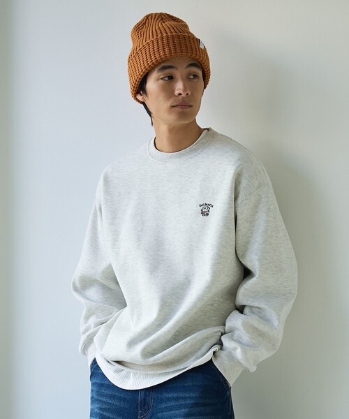 coen（コーエン）の「ドッグシシュウクルーネックスウェット【保温性】（スウェット・メンズ・ブラック/ライトグレー/ダークグリーン/ナチュラル・L/M/S/XL）」の17枚目の写真