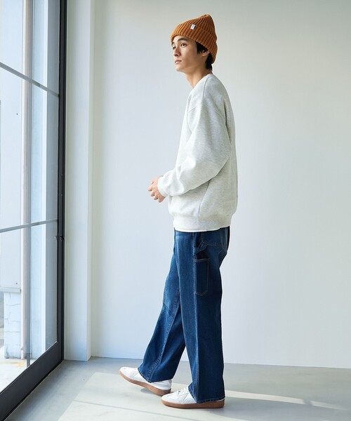 coen（コーエン）の「ドッグシシュウクルーネックスウェット【保温性】（スウェット・メンズ・ブラック/ライトグレー/ダークグリーン/ナチュラル・L/M/S/XL）」の18枚目の写真