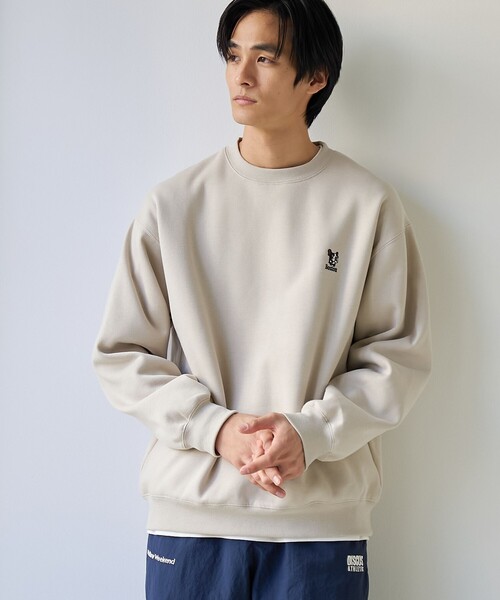 coen（コーエン）の「ドッグシシュウクルーネックスウェット【保温性】（スウェット・メンズ・ブラック/ライトグレー/ダークグリーン/ナチュラル・L/M/S/XL）」の20枚目の写真