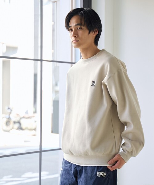 coen（コーエン）の「ドッグシシュウクルーネックスウェット【保温性】（スウェット・メンズ・ブラック/ライトグレー/ダークグリーン/ナチュラル・L/M/S/XL）」の21枚目の写真