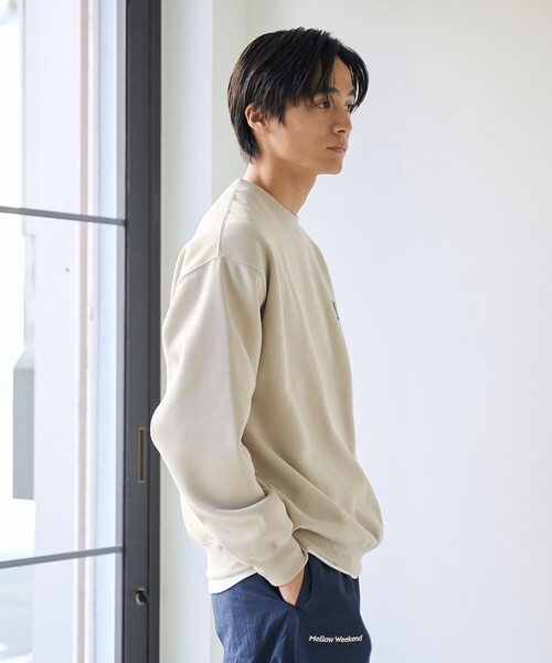 coen（コーエン）の「ドッグシシュウクルーネックスウェット【保温性】（スウェット・メンズ・ブラック/ライトグレー/ダークグリーン/ナチュラル・L/M/S/XL）」の22枚目の写真