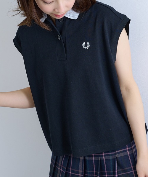 FRED PERRY(フレッドペリー)の「【FRED PERRY】MESH COLLAR POLO SHIRT G2181/メッシュカラーポロシャツ(ポロシャツ・レディース・ホワイト/ブラック・FREE)」の14枚目の写真