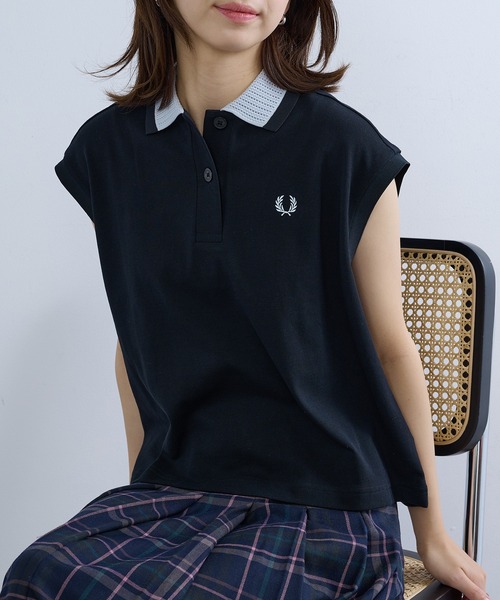 FRED PERRY(フレッドペリー)の「【FRED PERRY】MESH COLLAR POLO SHIRT G2181/メッシュカラーポロシャツ(ポロシャツ・レディース・ホワイト/ブラック・FREE)」の16枚目の写真