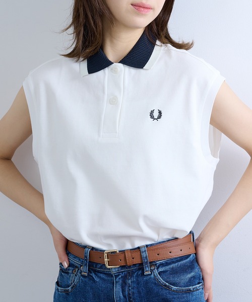 FRED PERRY(フレッドペリー)の「【FRED PERRY】MESH COLLAR POLO SHIRT G2181/メッシュカラーポロシャツ(ポロシャツ・レディース・ホワイト/ブラック・FREE)」の6枚目の写真