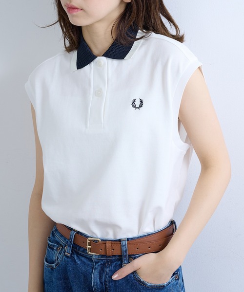 FRED PERRY(フレッドペリー)の「【FRED PERRY】MESH COLLAR POLO SHIRT G2181/メッシュカラーポロシャツ(ポロシャツ・レディース・ホワイト/ブラック・FREE)」の7枚目の写真
