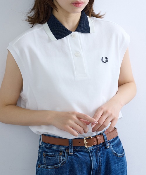 FRED PERRY(フレッドペリー)の「【FRED PERRY】MESH COLLAR POLO SHIRT G2181/メッシュカラーポロシャツ(ポロシャツ・レディース・ホワイト/ブラック・FREE)」の8枚目の写真