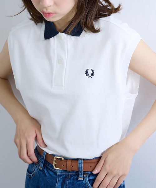 FRED PERRY(フレッドペリー)の「【FRED PERRY】MESH COLLAR POLO SHIRT G2181/メッシュカラーポロシャツ(ポロシャツ・レディース・ホワイト/ブラック・FREE)」の9枚目の写真