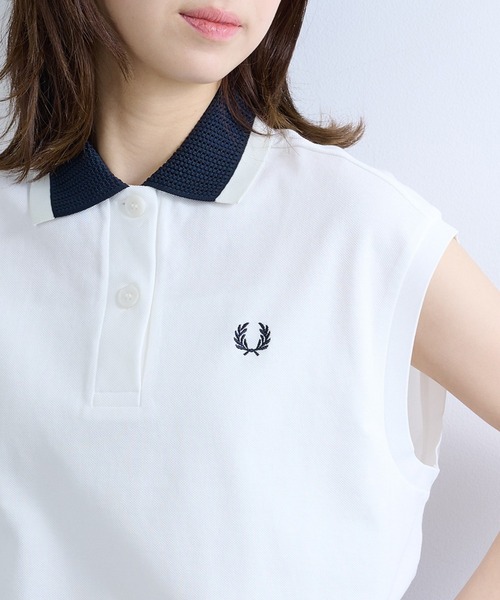 FRED PERRY(フレッドペリー)の「【FRED PERRY】MESH COLLAR POLO SHIRT G2181/メッシュカラーポロシャツ(ポロシャツ・レディース・ホワイト/ブラック・FREE)」の3枚目の写真