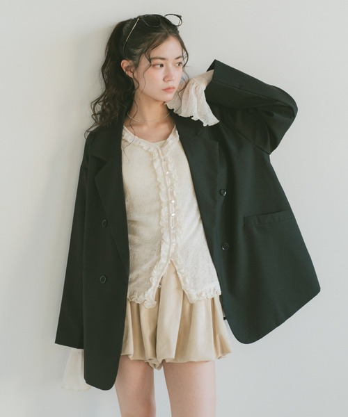 VANNIE U（ヴァニーユー）の「キャンディースリーブフリルシアートップス（Tシャツ/カットソー・レディース・グレー/アイボリー/ブラック・FREE）」の13枚目の写真