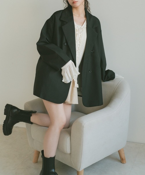 VANNIE U（ヴァニーユー）の「キャンディースリーブフリルシアートップス（Tシャツ/カットソー・レディース・グレー/アイボリー/ブラック・FREE）」の14枚目の写真