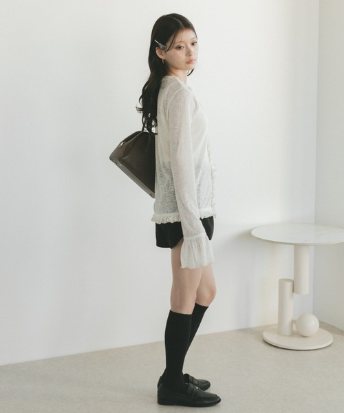 VANNIE U（ヴァニーユー）の「キャンディースリーブフリルシアートップス（Tシャツ/カットソー・レディース・グレー/アイボリー/ブラック・FREE）」の11枚目の写真