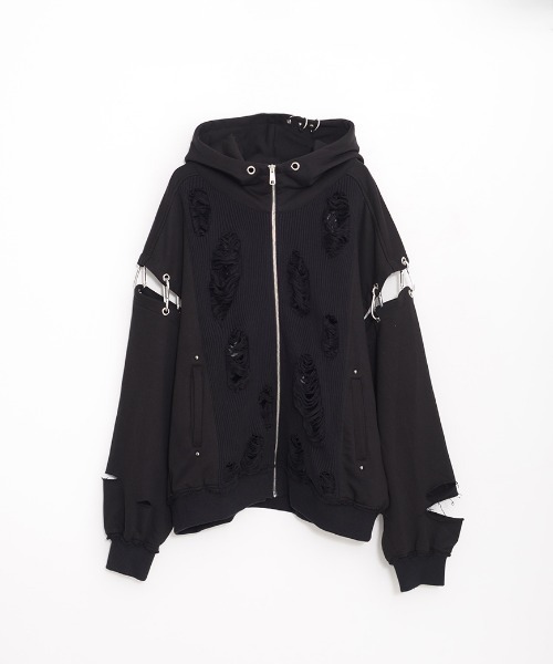 ililil（イルイルイル）の「『ililil/イルイルイル』崩壊世界で君臨する破戒ジップパーカー/全1色（パーカー・メンズ・ブラック・FREE）」の9枚目の写真