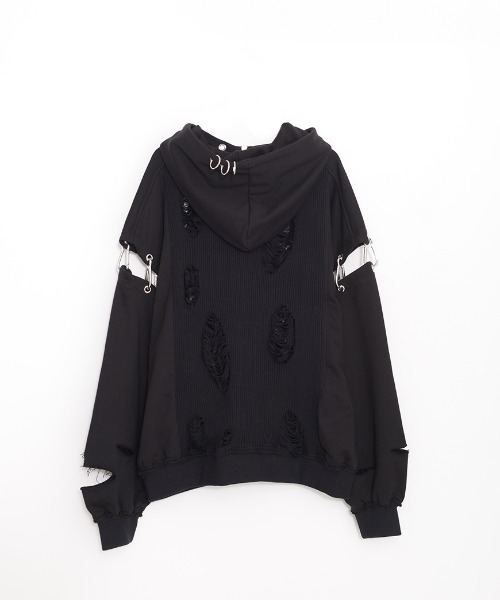 ililil（イルイルイル）の「『ililil/イルイルイル』崩壊世界で君臨する破戒ジップパーカー/全1色（パーカー・メンズ・ブラック・FREE）」の10枚目の写真