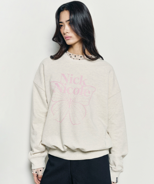 NICK&NICOLE（ニックアンドニコール）の「BUTTERFLY SIGNATURE SWEATSHIRT_OATMEAL PINK（スウェット・レディース・その他・FREE）」の2枚目の写真