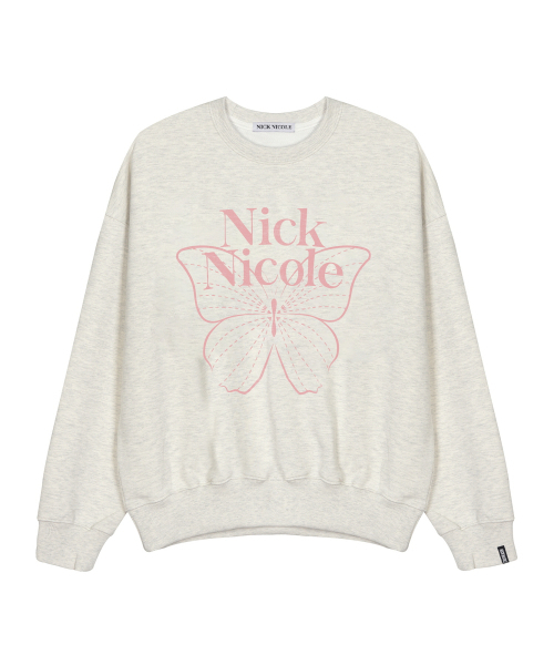 NICK&NICOLE（ニックアンドニコール）の「BUTTERFLY SIGNATURE SWEATSHIRT_OATMEAL PINK（スウェット・レディース・その他・FREE）」の4枚目の写真