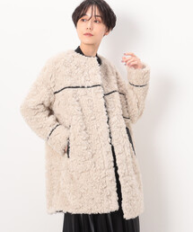 K.T KIYOKO TAKASE（キヨコタカセ）の「〔 TALLサイズ 〕 フェイクファー ロングブルゾン（ノーカラーコート）」