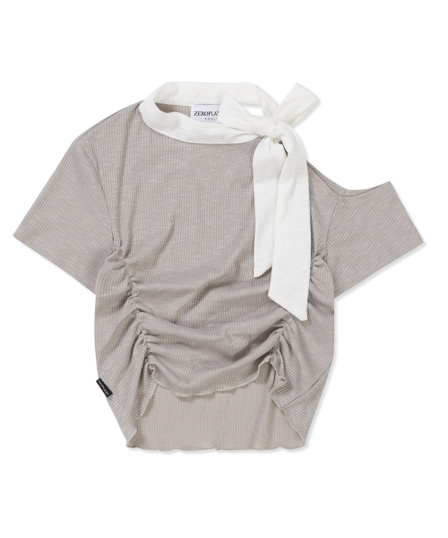 ZEROPLANET（ゼロプラネット）の「レイラ アンバランス リボン シュリンク トップ [オートミール]（Tシャツ/カットソー・レディース・その他・SMALL/MEDIUM）」の10枚目の写真