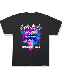バックペインティングナイトブルーTシャツブラック